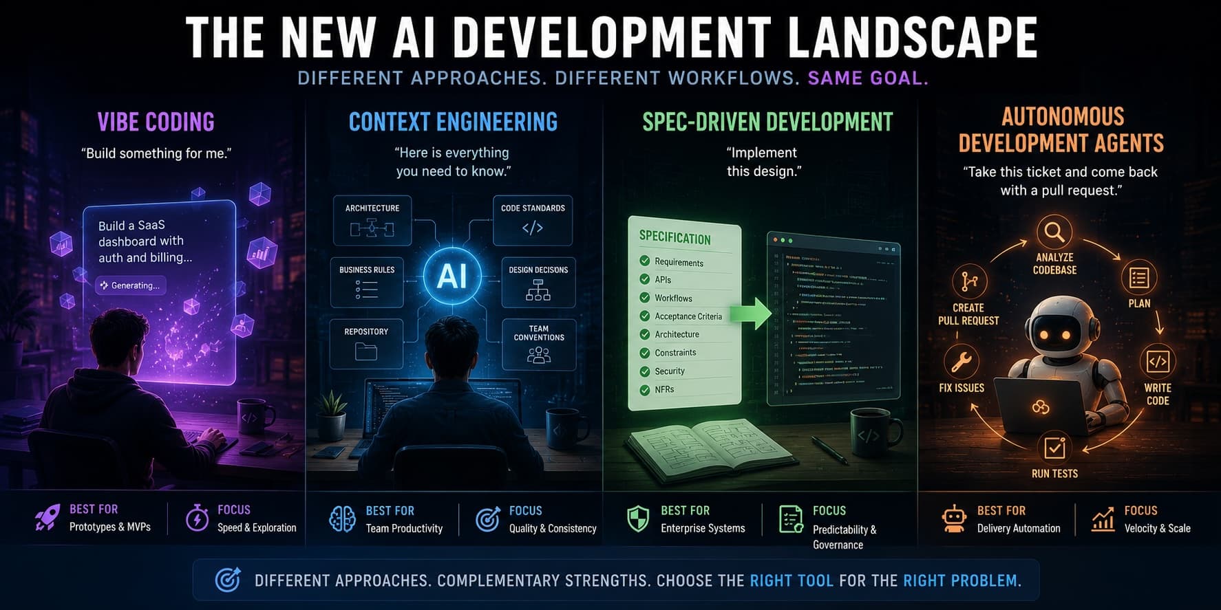 Cover Image for Vibe Coding vs Context Engineering vs Spec-Driven Development vs Autonomous Development Agents